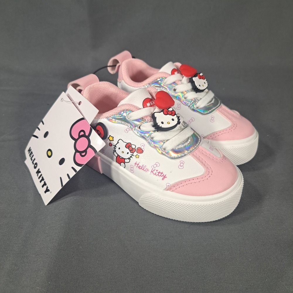 Hello Kitty Ground Up Toddler Sneakers Pink White Iridescent Shoes Size 5 Cute